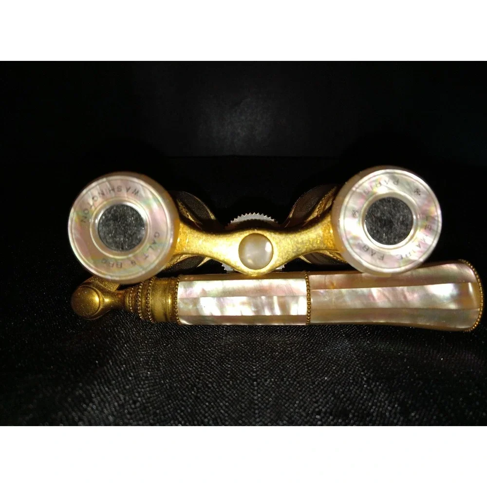 Vintage LeMaire Paris Mother of Pearl Opera Glasses Lorgnette Brass Jacksonville